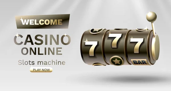 Ganador Tragamonedas Casino Fortuna Suerte 777 Banner Triunfo Ilustración Vectorial — Vector de stock