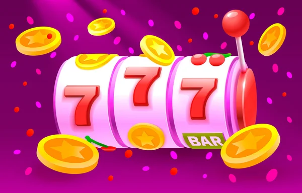 Casino Slots Winner Fortune Luck 777 Win Banner Vector Illustration — Stok Vektör