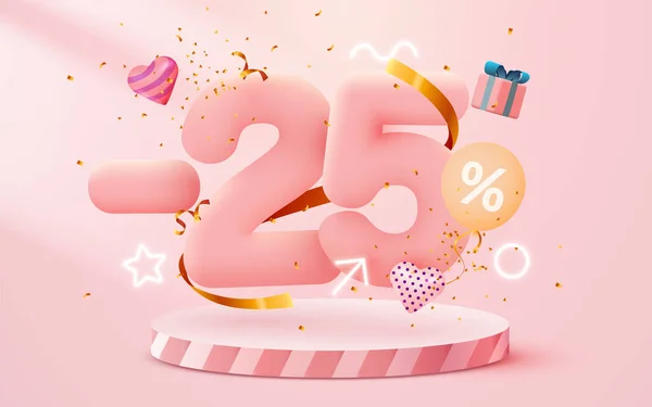 Percent Discount Creative Composition Sale Symbol Decorative Objects Balloons Golden — Stockový vektor