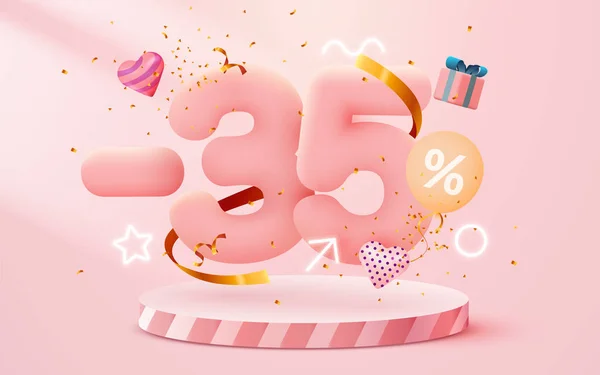 Percent Discount Creative Composition Sale Symbol Decorative Objects Balloons Golden — ストックベクタ