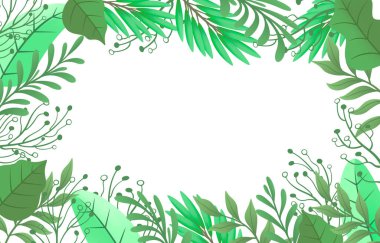 Cover nature botanical, banner green border, beautiful art forest, Vector illustration