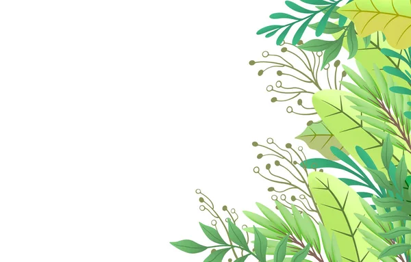 Природный Фон Зеленая Граница Красивый Художественный Лес Векторная Иллюстрация — стоковый вектор