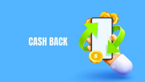 Mobile Cash Back Service Financial Payment Smartphone Mobile Screen Technology — Vetor de Stock