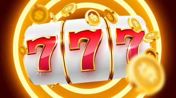 Golden Gokautomaat Wint Jackpot 777 Groot Win Concept Casino Jackpot — Stockvector