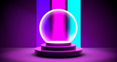 Işıklı sahne podyumu, ödül için sahne podyumu sahnesi, dekor unsuru arka planı. Vektör illüstrasyonu