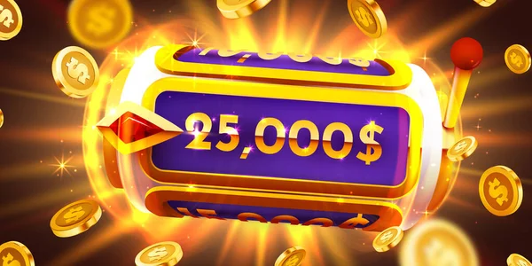 Золотий Ігровий Автомат Виграє Джекпот 777 Велика Перемога Концепції Казино — стоковий вектор