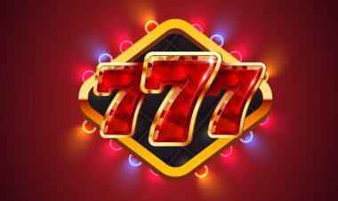 Kumar makinesi büyük ikramiyeyi kazandı. 777 Büyük Kazanç konsepti. Kumarhane ikramiyesi. Vektör illüstrasyonu