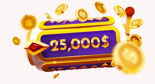 Golden Gokautomaat Wint Jackpot 777 Groot Win Concept Casino Jackpot — Stockvector