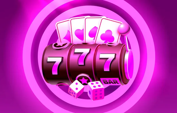 Casino Slots Winner Fortune Luck 777 Win Banner Vector Illustration — Stockový vektor