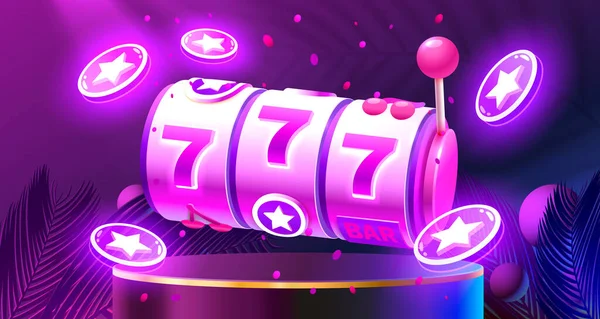 Casino Slots Winner Fortune Luck 777 Win Banner Vector Illustration — Stok Vektör