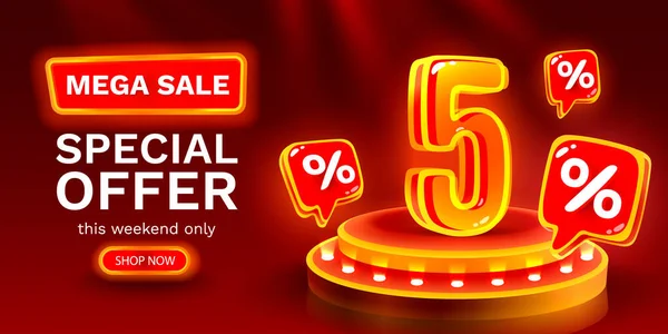 Mega Sale Special Offer Neon Sale Banner Sign Board Promotion — Vetor de Stock