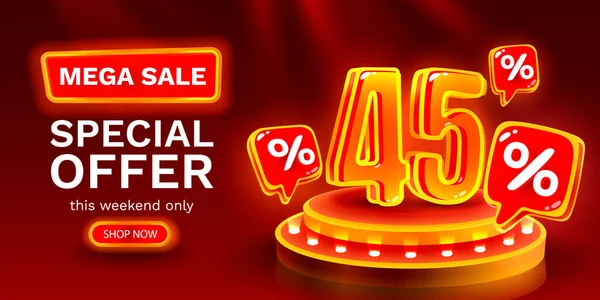 Mega Sale Special Offer Neon Sale Banner Sign Board Promotion — Vetor de Stock