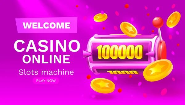 Casino Slots Machine Winner Jackpot Fortune Luck 777 Win Banner — Stok Vektör