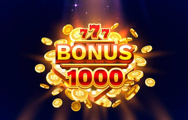Casino Slots Machine Winner Jackpot Fortune Bonus 1000 777 Win — Vetor de Stock