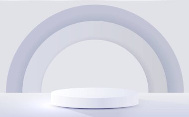 Abstract scene background. Cylinder podium on white background. Product presentation, mock up, show cosmetic product, Podium, stage pedestal or platform. Vector illustration