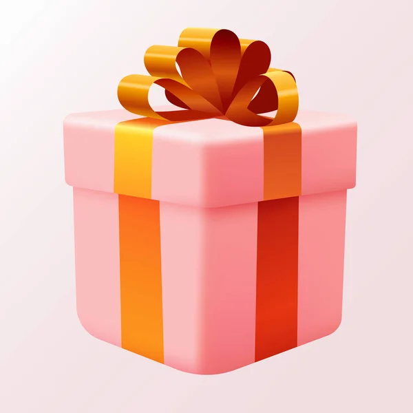 Roze Geschenkdoos Met Gouden Lint Geïsoleerd Wit Vectorillustratie — Stockvector