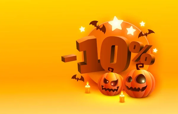 Halloween Spécial Hors Vente Bannière Flyer Promotion Étiquette Marketing Illustration — Image vectorielle