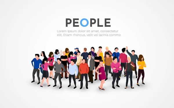 Large group of people on white background. People crowd concept. Vector illustration
