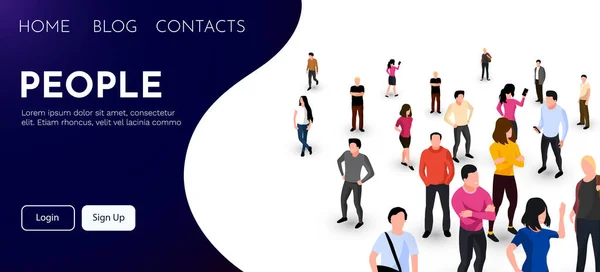 Large group of people on white background. People crowd concept. Vector illustration