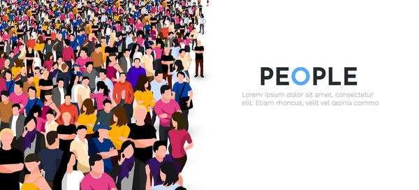 Beyaz arka planda geniş bir grup insan. İnsanlar kalabalık konsept. Vektör illüstrasyonu