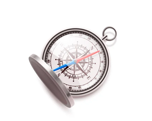 Kompas Bílém Pozadí Navigace Šipkami Vektorová Ilustrace — Stockový vektor