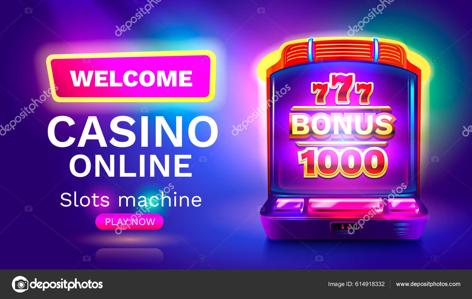 Online Slots Casino Banner Play Now Stock Vector (Royalty Free