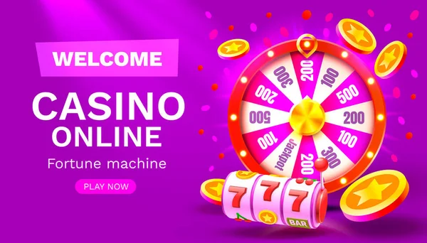 Casino Fortune Machine Winner Jackpot Fortune Luck Win Banner Vector — Stock Vector