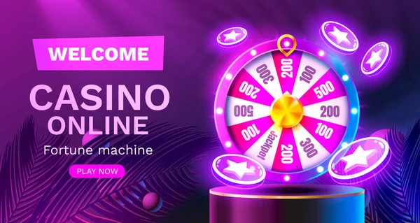 Casino Glücksmaschine Gewinner Jackpot Glück Gewinnen Banner Vektorillustration — Stockvektor