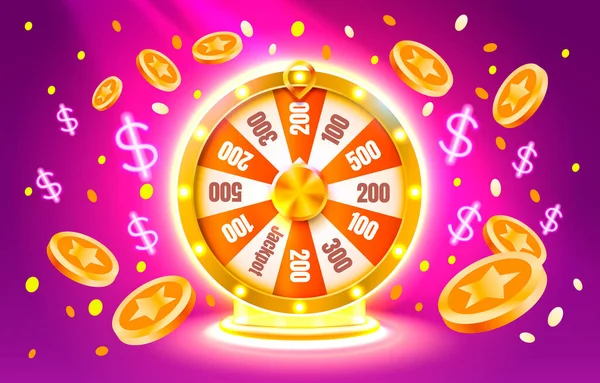 Casino Fortune Machine Winner Jackpot Fortune Luck Win Banner Vector — Stock Vector