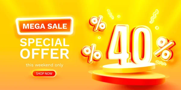 Mega Oferta Especial Venda Neon Venda Banner Promoção Placa Assinatura —  Vetores de Stock