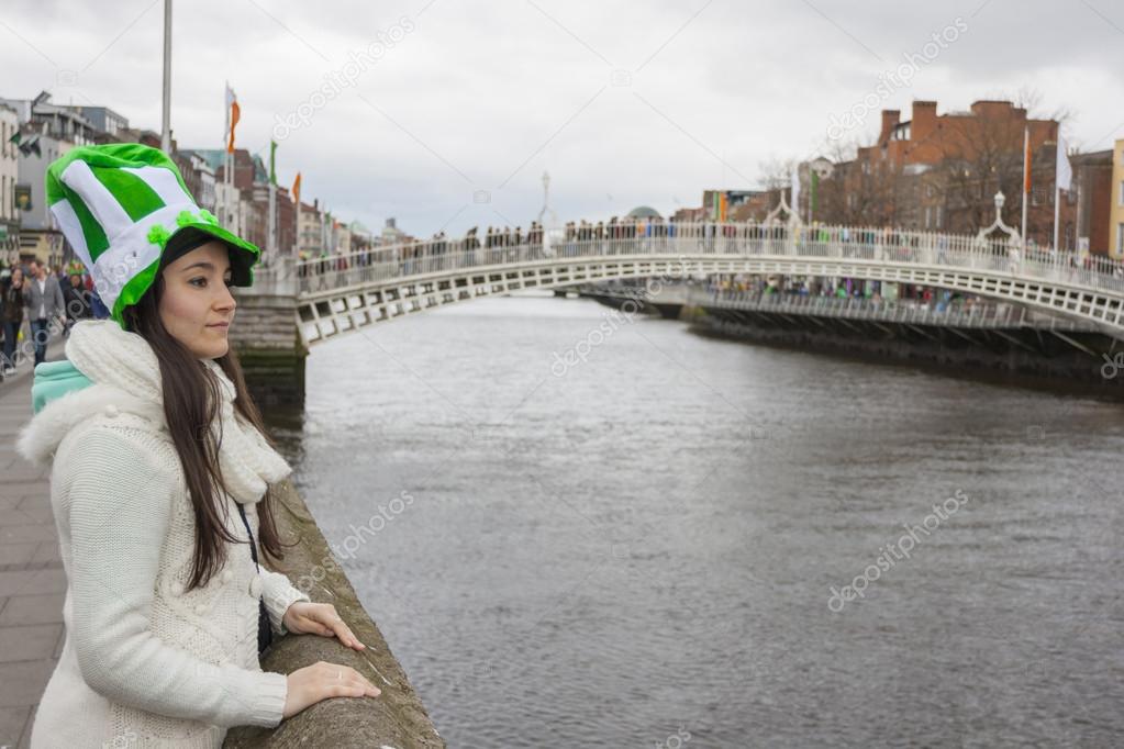Young woman with St. Patrick's hat