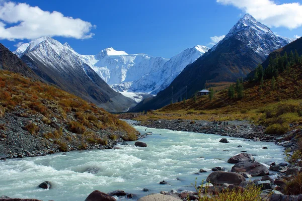 Altai di montagna. Il fiume Akkem, un tipo sulla balena bianca — Foto Stock