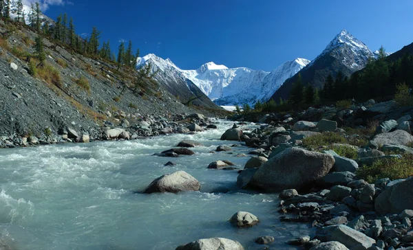 Mountain Altai. El río Akkem, una especie de ballena blanca — Foto de Stock