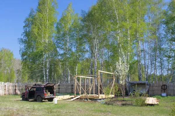 Construction of a frame house. — Stock Photo, Image