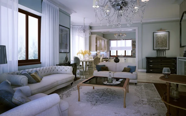 Klasický interiér obývací pokoj — Stock fotografie