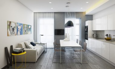 interni sala da pranzo, cucina