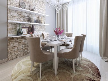 Neoklasik tarzı lokantada mutfak