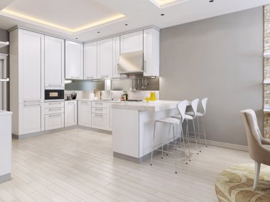 Neoklasik tarzı lokantada mutfak