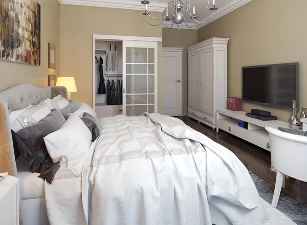 ห้องนอนในสไตล์นีโอคลาสสิก — ภาพถ่ายสต็อก