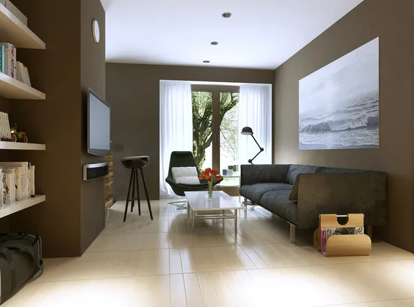 Moderní styl obývací pokoj — Stock fotografie