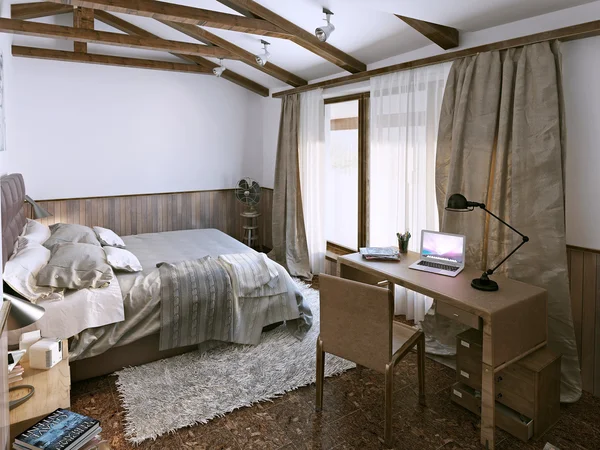 Schlafzimmer rustikaler Stil — Stockfoto
