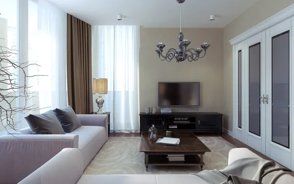 Luxury living room, dining room, art deco style — Stock Photo, Image
