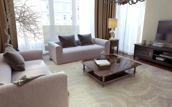 Luxury living room, dining room, art deco style — Stock Photo, Image