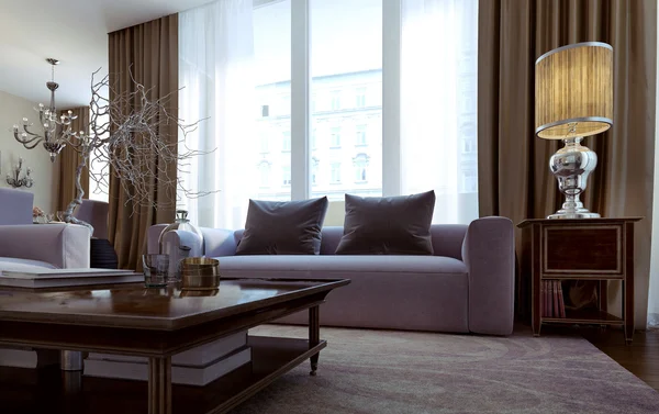 Luxusní obývací pokoj, jídelna, ve stylu art deco — Stock fotografie