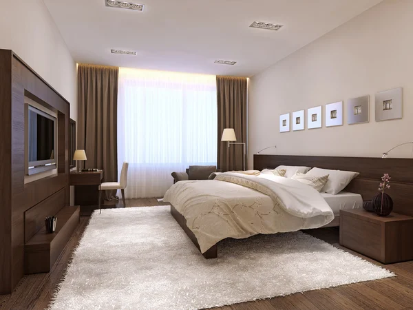 Interior kamar tidur dalam gaya modern — Stok Foto