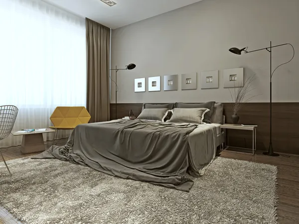 Интерьер спальни в современном стиле — стоковое фото