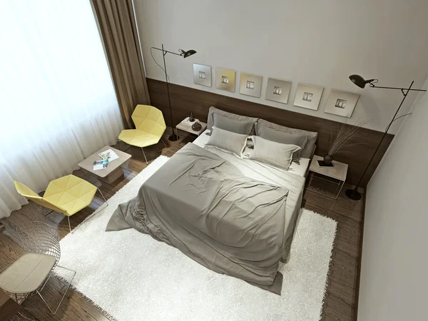 Schlafzimmereinrichtung im zeitgenössischen Stil — Stockfoto