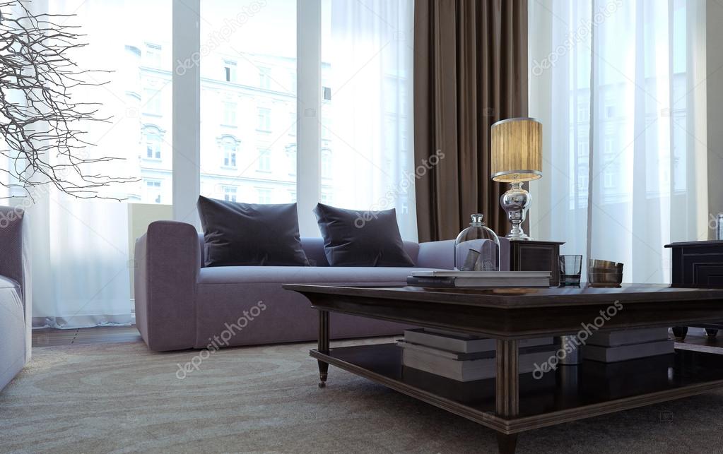 Luxury living room, dining room, art deco style