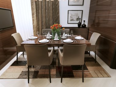 Dining room modern interior clipart