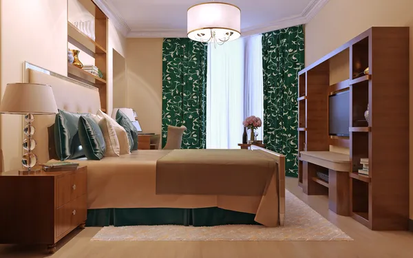Современный интерьер спальни — стоковое фото